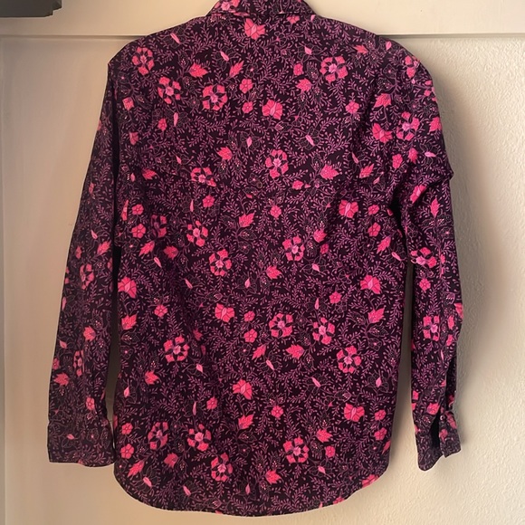 Vintage Frontier Series pink purple floral long sleeve button down shirt blouse - Picture 5 of 6